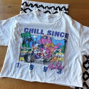 Brandy Melville White Graphic Tee chill since 1993 juniors